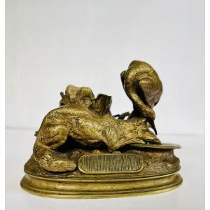 The Fox And The Stork - Bronze - Jules Moigniez 